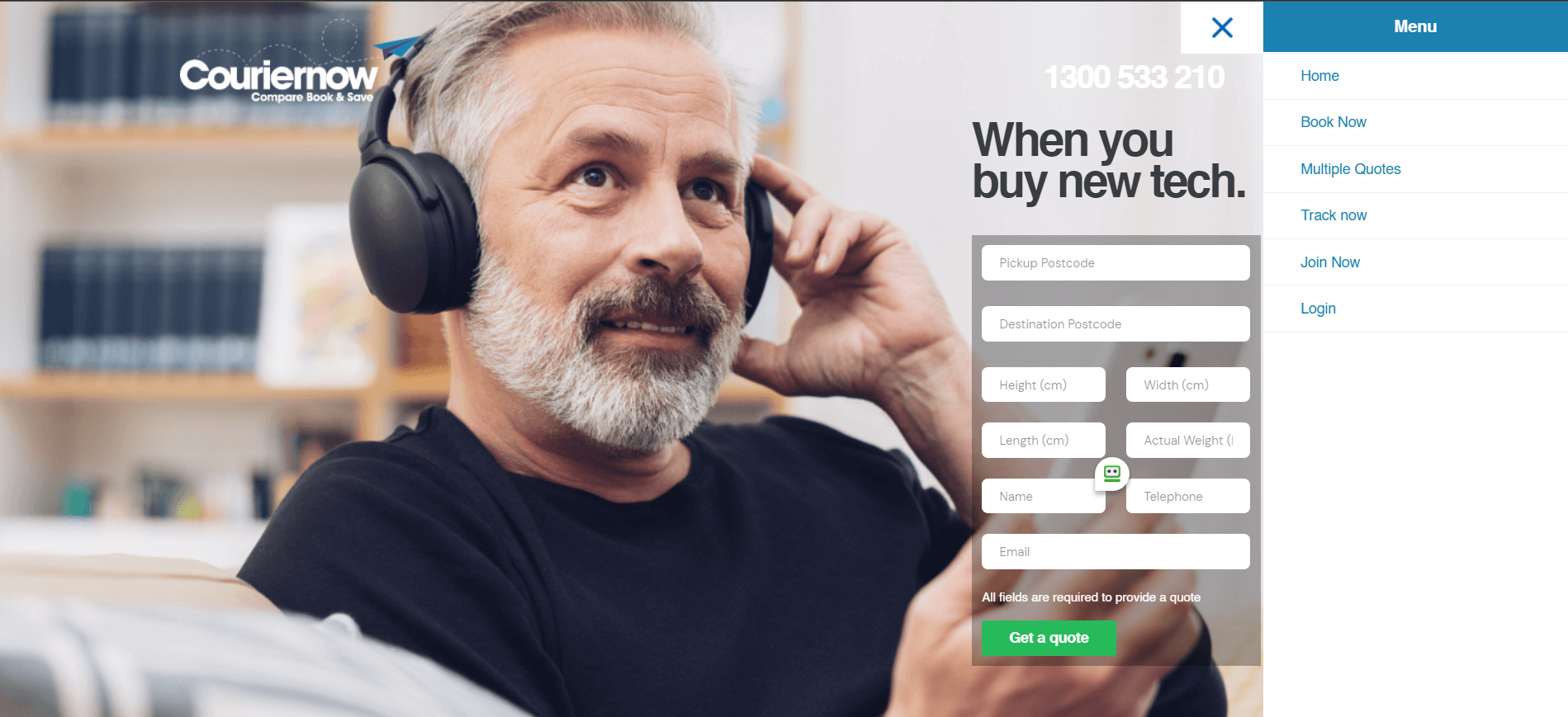 CourierNow website preview
